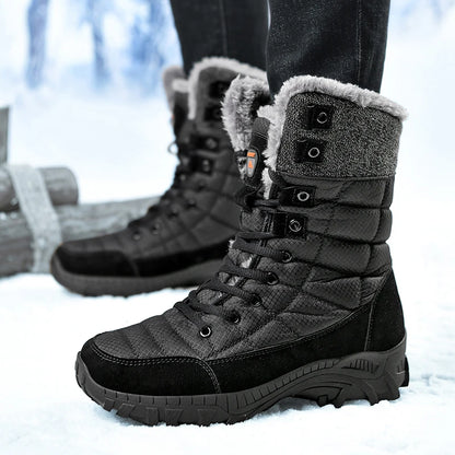 Bottes de neige rembourrées en velours pour hommes, bottes d'alpinisme en plein air, chaussures de randonnée chaudes, haut, tendance, hiver, nouveau, 2023