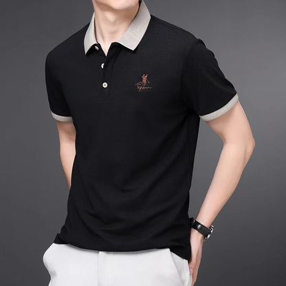Men's Embroidered Casual Fashion Short Sleeved POLO Shirt Summer Comfortable Top
