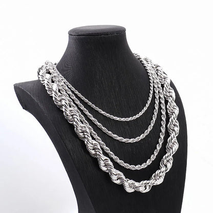 Provence S925 Man's Rope Chain Twisted Chain for Women 18/20/22/24 Inch Sterling Silver Necklace for Man Mini Choker Necklace