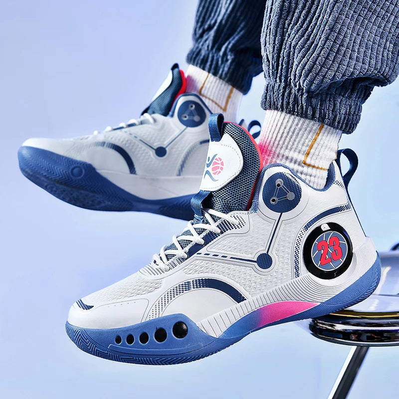 Nouvelles chaussures de basket-ball montantes chaussures de sport confortables et respirantes pour hommes et femmes athlètes d'entraînement chaussures d'étudiant décontractées