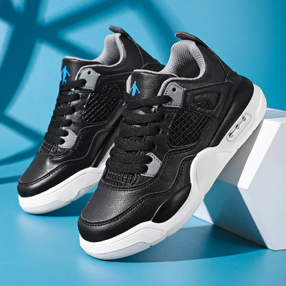 Baskets de basket-ball en cuir à lacets pour enfants, chaussures de skate plates décontractées, tennis pour enfants, qualité, mode, filles, garçons