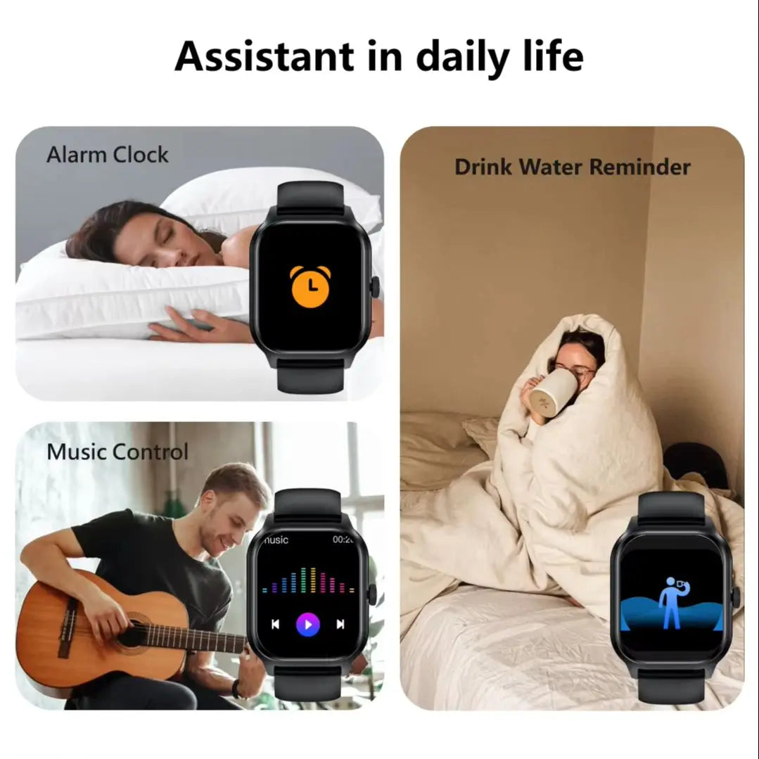 Montres intelligentes pour homme femme appel Bluetooth musique fitness tracker sport avec podomètre étanche informations alertes montre intelligente