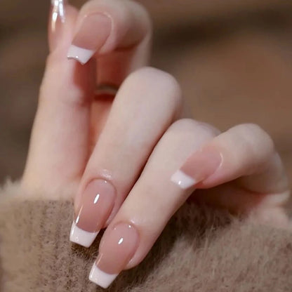 24 pièces/ensemble faux ongles carrés courts pour femmes mignon mariée coeur blanc français conseils faux ongles y2k presse sur faux ongles fournitures