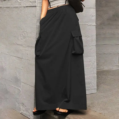ZANZEA-Jupe Cargo adt pour Femme, Vintage, Élégante, Maxi, Bureau, Grandes Poches, Taille artificiel astique, Streetwear, Automne, 2023