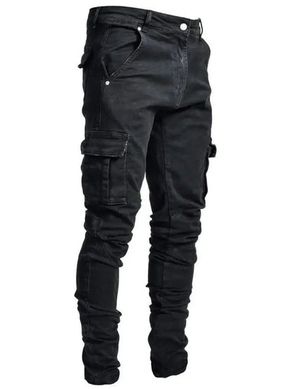 Nouveau jean hommes pantalon lavage couleur unie Multi poches Denim taille moyenne Cargo jean grande taille mode pantalon décontracté mâle usage quotidien