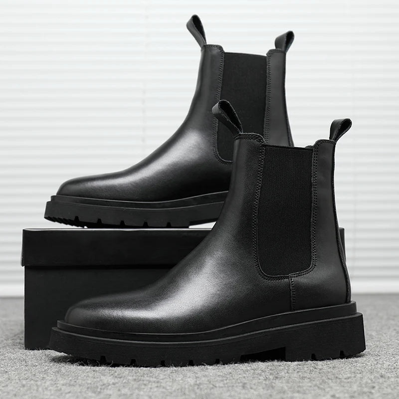 StephanBoots-Chaussures à plateforme noires pour hommes, Bottes de rinçage à la mode, Slip on, Nouveau, Automne, Hiver, 2022 - DOGOMET DIGITAL PLUS