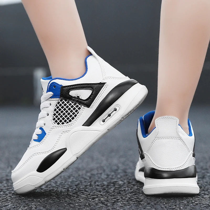 Baskets de basket-ball en cuir à lacets pour enfants, chaussures de skate plates décontractées, tennis pour enfants, qualité, mode, filles, garçons