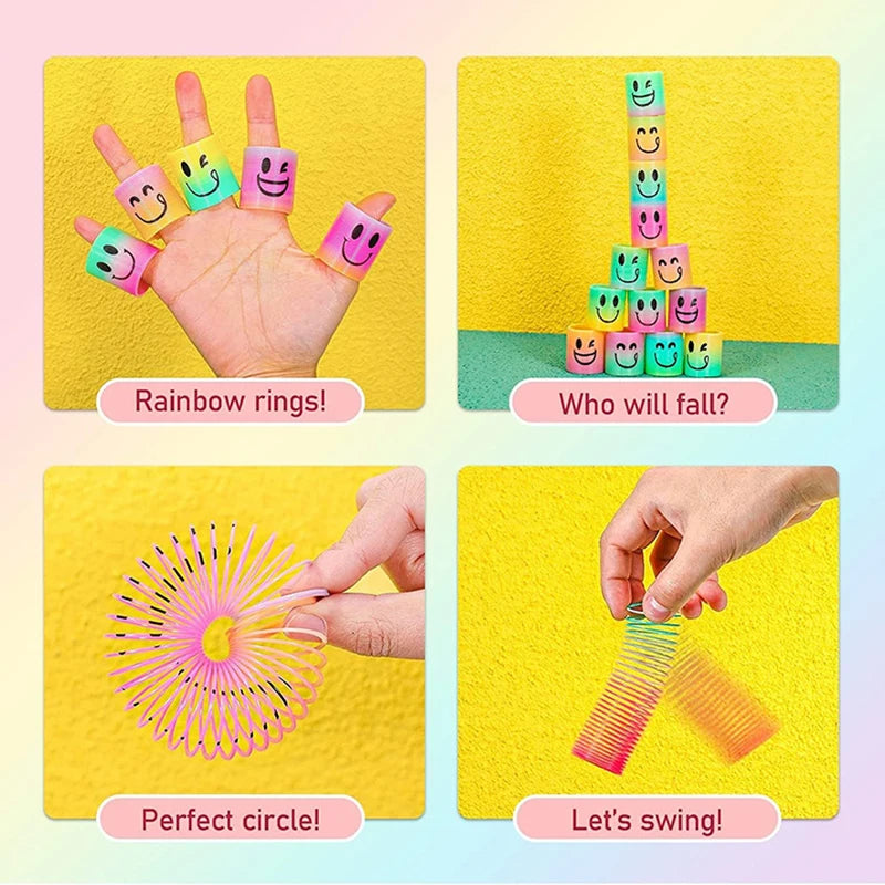 Rainbow Magic Springs Circle Toys Kids' Birthday Party Favors Friends Giveaway Small Gifts Pinata Fillers Flexible Funny Toy
