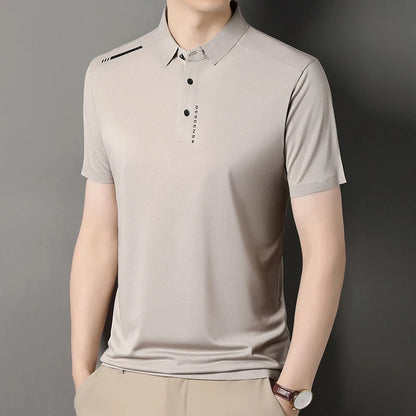 2025 New Men's Casual Fashion Printed Short Sleeve Polo Shirt Anti Wrinkle Breathable Comfortable Summer Versatile T-shirt