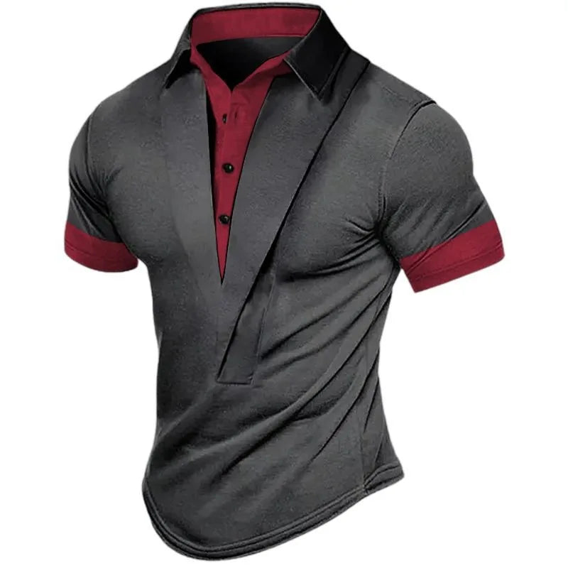Men's Short - Sleeve T - Shirt for Summer, Retro Henley Neckline Design,  Loose Breathable Versatile Top for Sports and Leisure
