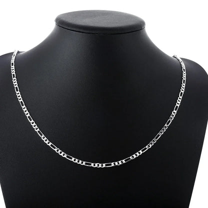 40-75cm 925 Silver 4mm Figaro Chain Necklace For Women Men Long Necklace Hip Hop Jewelry Gift - DOGOMET DIGITAL PLUS