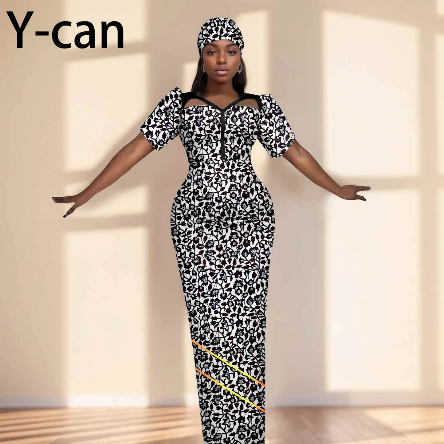 Robe de soirée robes africaines pour femmes coupe ajustée robe à manches courtes robes de soirée avec bandeau Dashiki Ankara imprimer 2525071