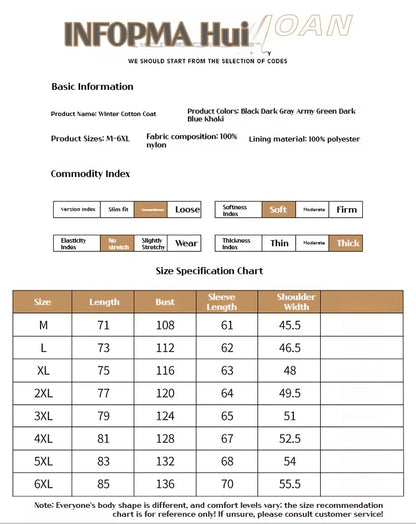 Manteau d'hiver homme hiver coupe-vent imperméable coton vêtements chaud froid grande taille coton veste vêtements pour hommes Parka manteaux pour hommes - DOGOMET DIGITAL PLUS