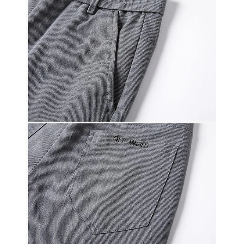 Fashion Men Casual Straight Tailored Trousers Male Jean Like Pants Comfortable Light Gray Dark Grey Trousers