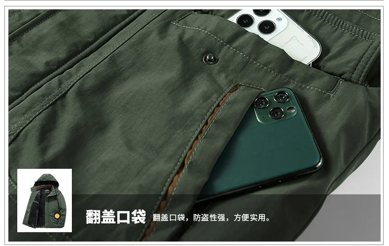 Parka Thermique Épaisse et Chaude pour Homme, Manteau Décontracté à Fermeture Éclair, avec Doublure Souriante, Coupe-Vent, Vêtement d'Extérieur, Hiver - DOGOMET DIGITAL PLUS