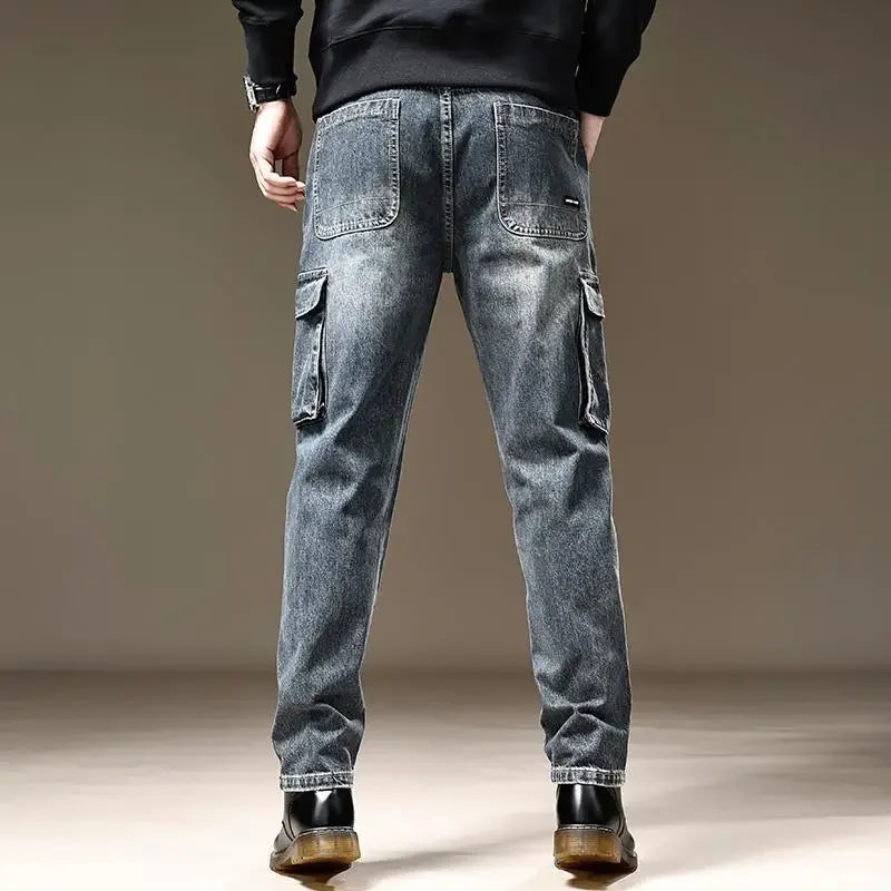 Jean pour hommes pantalon de cowboy droit avec poches pantalon Cargo esthétique régulière nouveau en empilé mode coréenne tendance 2025