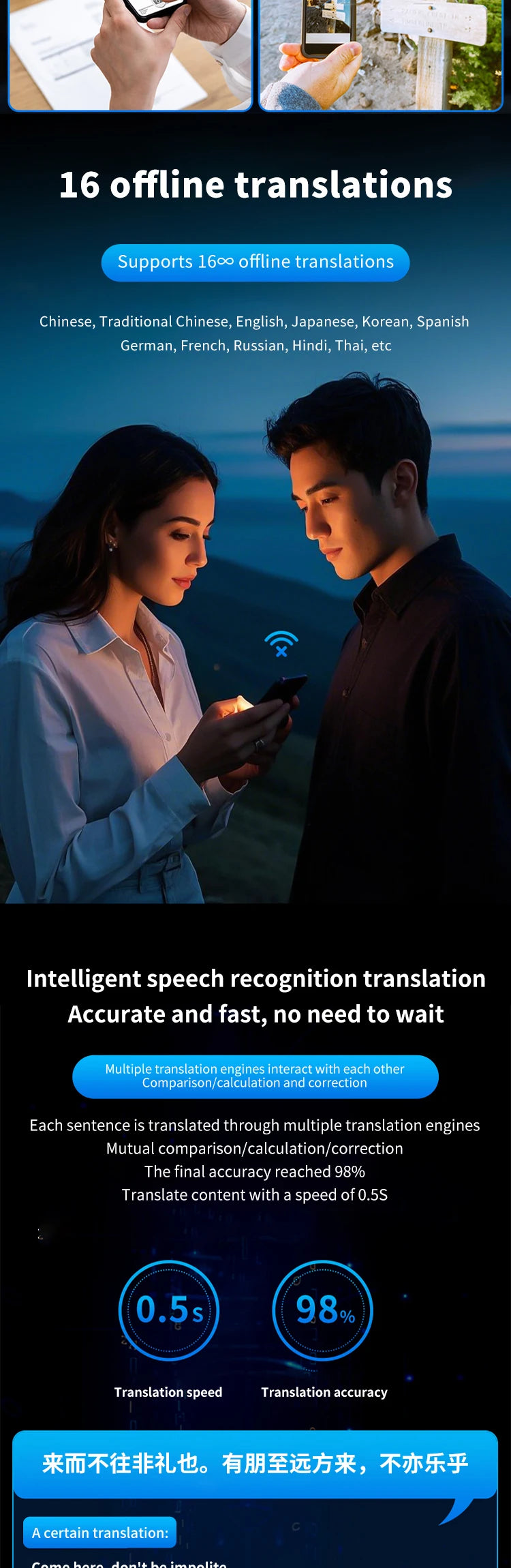 AI Instant Translator Device Magnetic Stand,144 Languages Online Translation Real-Time Photo/Video Calls for IOS Android - DOGOMET DIGITAL PLUS