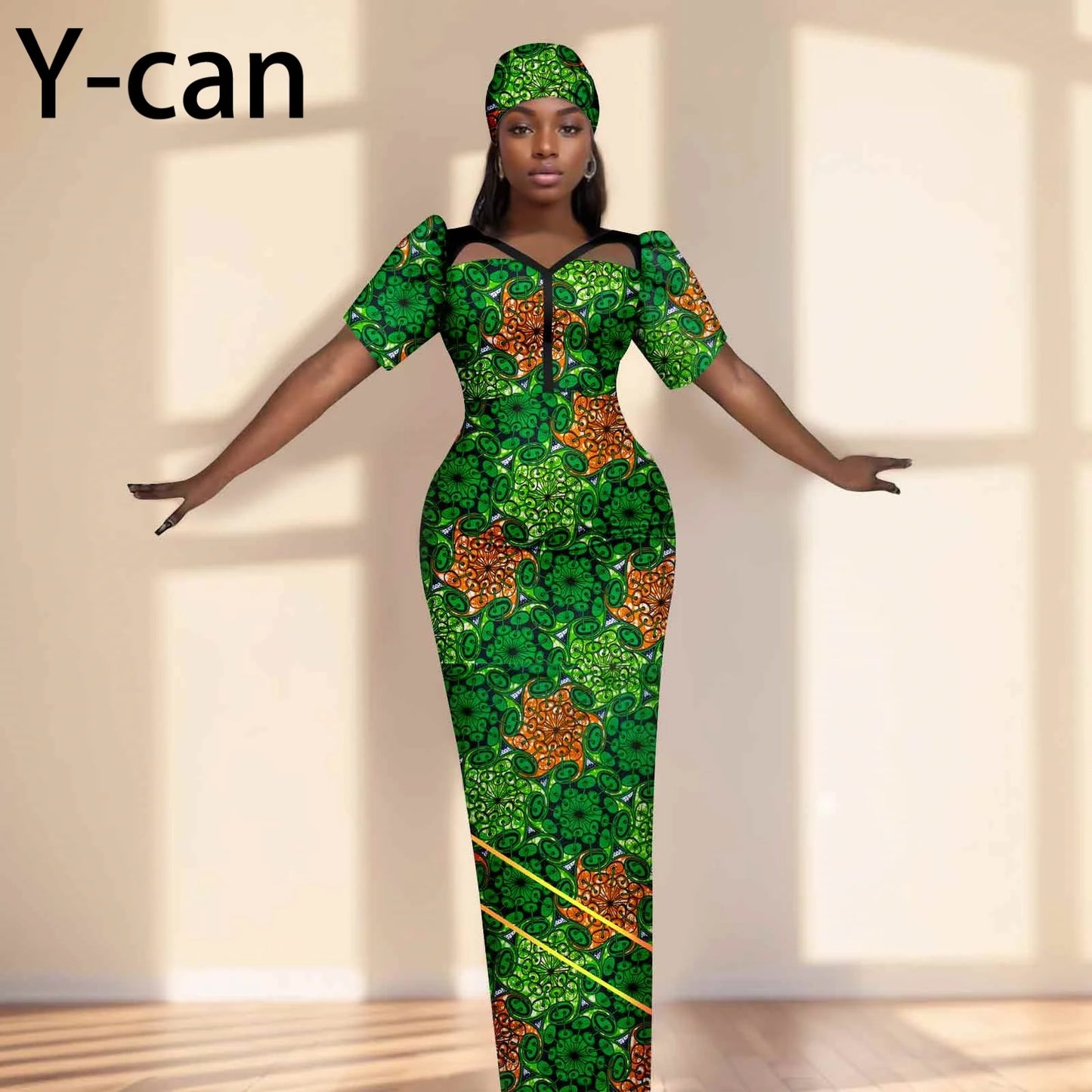 Robe de soirée robes africaines pour femmes coupe ajustée robe à manches courtes robes de soirée avec bandeau Dashiki Ankara imprimer 2525071