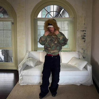 Manteau d'hiver chaud pour hommes, veste de Camouflage Double face, Parka en coton épais avec col en fourrure, Trench-Coat de Style militaire en plein air - DOGOMET DIGITAL PLUS