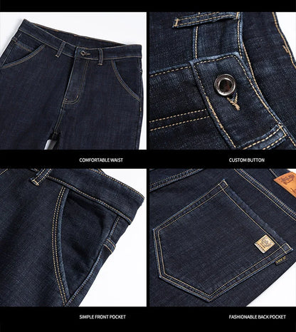 28-40 grande taille hiver hommes en peluche épais polaire pantalon laine d'agneau thermique jean pantalons décontractés coupe-vent chaud coton Denim pantalon