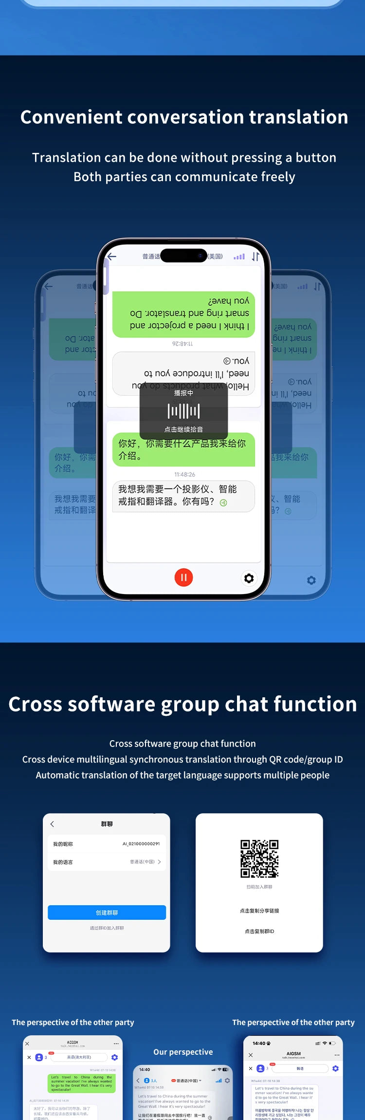 Dispositif de traduction instantanée AI, support magnétique, traduction en ligne 144 langues, appels photos/vidéo en temps réel pour IOS Android - DOGOMET DIGITAL PLUS