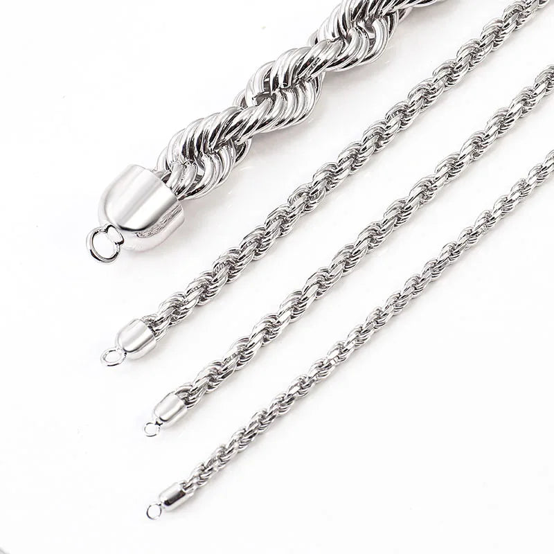 Provence S925 Man's Rope Chain Twisted Chain for Women 18/20/22/24 Inch Sterling Silver Necklace for Man Mini Choker Necklace
