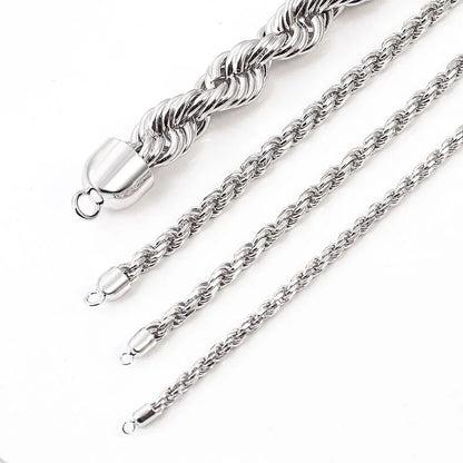 Provence S925 Man's Rope Chain Twisted Chain for Women 18/20/22/24 Inch Sterling Silver Necklace for Man Mini Choker Necklace