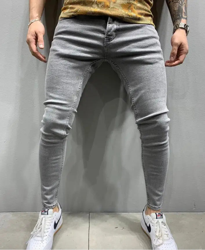 Jean déchiré hommes Stretch maigre gris bleu noir Hip Hop Denim pantalon Streetwear décontracté coupe ajustée jean pour hommes Jogging jean