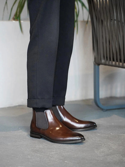 Bottines Chelsea en PU marron pour hommes, chaussures polyvalentes, décontractées, Style britannique, vêtements de fête de rue, robe classique, nouvelle collection