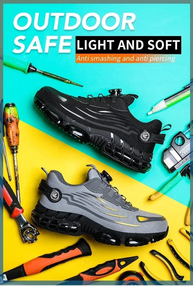 Men's Safety Work Shoes Anti-Tailor Wear-Resistant Steel Toe Boots Durable Sports Footwear for Construction Industry Workers