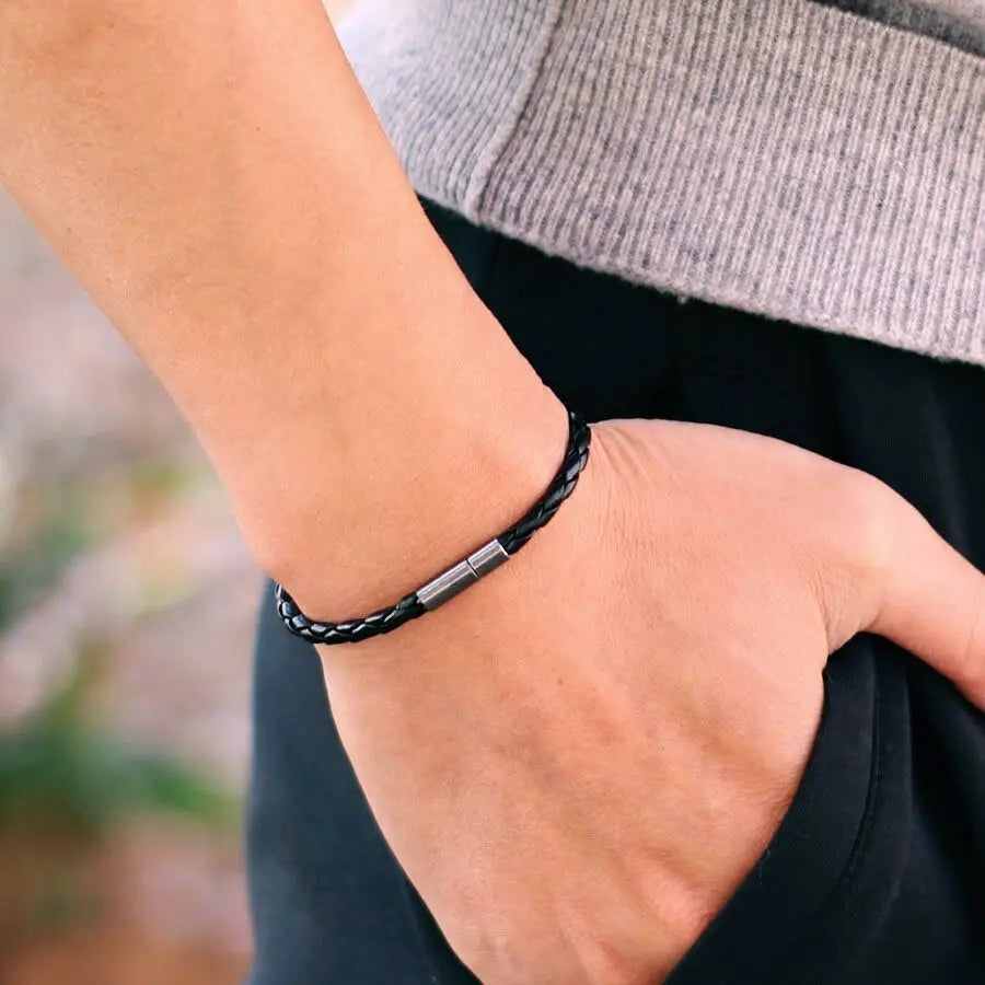 Minimalist PU Leather Rope Bracelet Men Handmade Weaven Detachable Wrap Chain Braslet Leisure Outdoor Cycling Charm Homme Joias