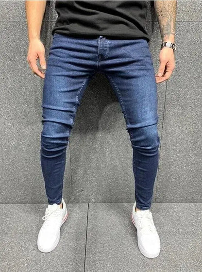 Jean déchiré hommes Stretch maigre gris bleu noir Hip Hop Denim pantalon Streetwear décontracté coupe ajustée jean pour hommes Jogging jean