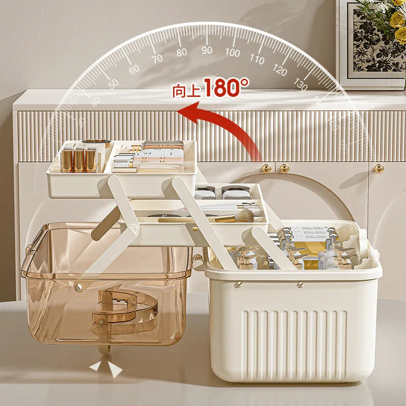 Cosmetics Storage Box, Desktop Dustproof, Large Capacity Organizer Box, Makeup Table, Skincare, Lipstick Shelf