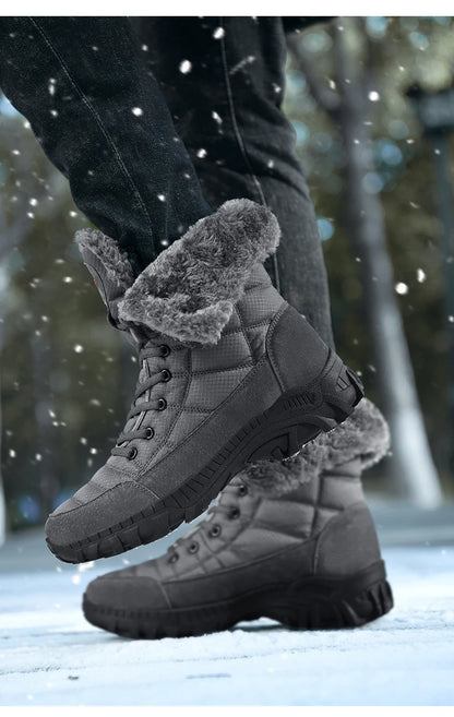 Bottes de neige rembourrées en velours pour hommes, bottes d'alpinisme en plein air, chaussures de randonnée chaudes, haut, tendance, hiver, nouveau, 2023