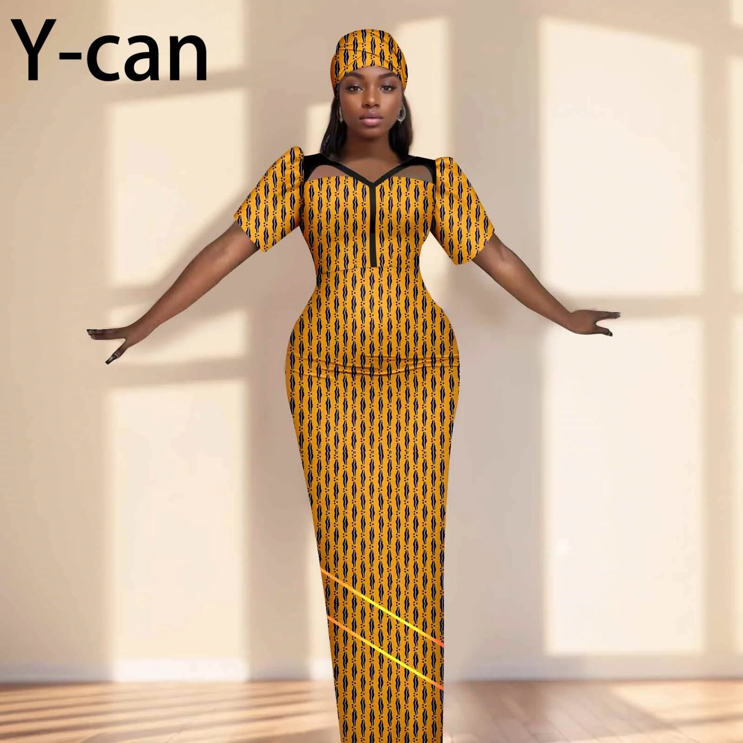 Robe de soirée robes africaines pour femmes coupe ajustée robe à manches courtes robes de soirée avec bandeau Dashiki Ankara imprimer 2525071