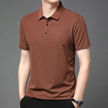 2024 Men's New Printed Business Casual Short sleeved POLO Shirt Fashion Short sleeved Comfortable and Breathable Top