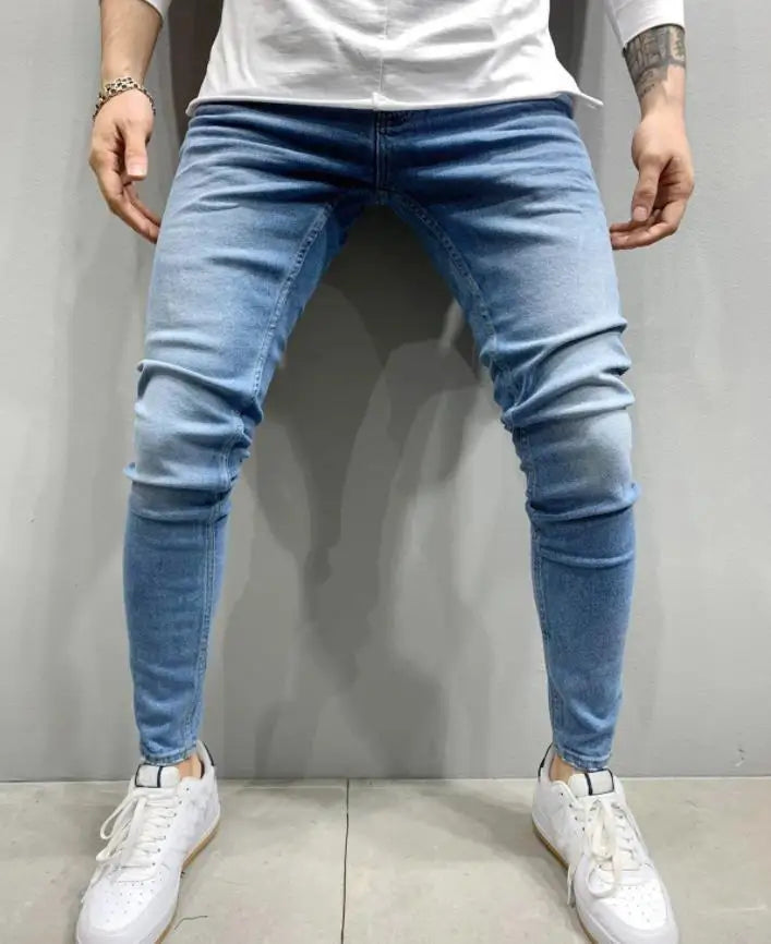 Jean déchiré hommes Stretch maigre gris bleu noir Hip Hop Denim pantalon Streetwear décontracté coupe ajustée jean pour hommes Jogging jean