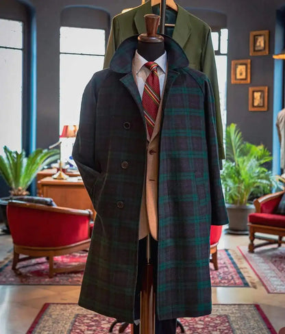 Pardessus formel pour hommes, veste en laine, blazer à carreaux à deux boutons, revers cranté, manteau smokings