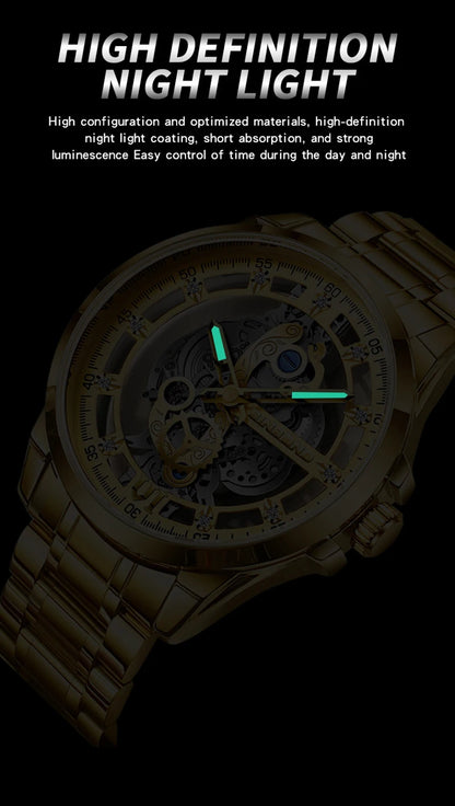 UTHAI-Montre à quartz en acier inoxydable pour homme, évider, étanche, métal, authentique, luxe, carillon, Shoous, V006, nouveau, 2024