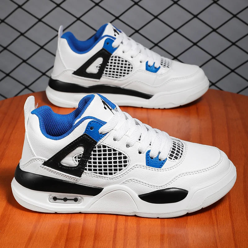 Baskets de basket-ball en cuir à lacets pour enfants, chaussures de skate plates décontractées, tennis pour enfants, qualité, mode, filles, garçons