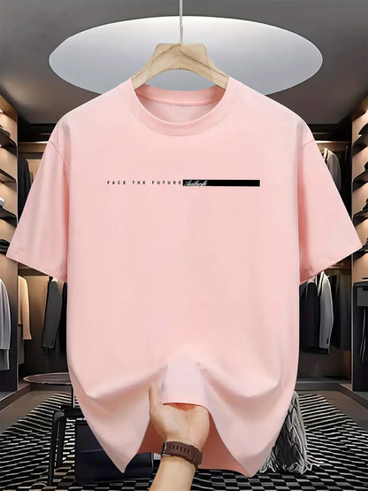 T-shirt à Manches Courtes et Col Rond pour Homme, Haut Décontracté, Coupe Ample, Grande Lettre Imprimée, Style High Street, Unisexe, Été, 100% Coton