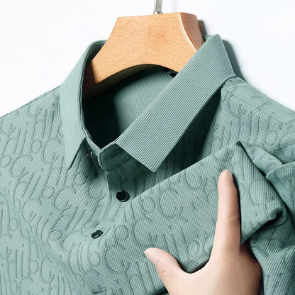 2025 New Men's Business Casual Short Sleeved Printed Polo Shirt Fashionable Breathable Comfortable and Versatile Top