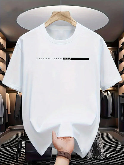 T-shirt à Manches Courtes et Col Rond pour Homme, Haut Décontracté, Coupe Ample, Grande Lettre Imprimée, Style High Street, Unisexe, Été, 100% Coton