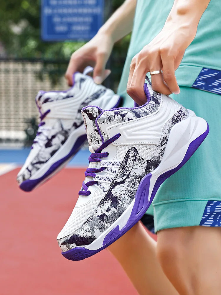 Chaussures de basket-ball respirantes carillon colorées pour hommes, chaussures de sport décontractées, haut, polyvalent, nouveau, printemps, 2024