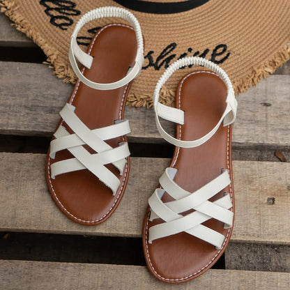Shoes for Women 2025 Summer New Women Flat Sandals Bottom Roman Strap Sandals with Non Slip Rubber Soles Ladies Daily Sandalia