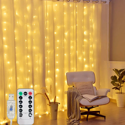 USB Curtain String Lights 8 Modes Fairy Light Christmas Halloween Garland Holiday Led Light Wedding Party Home Bedroom Decor