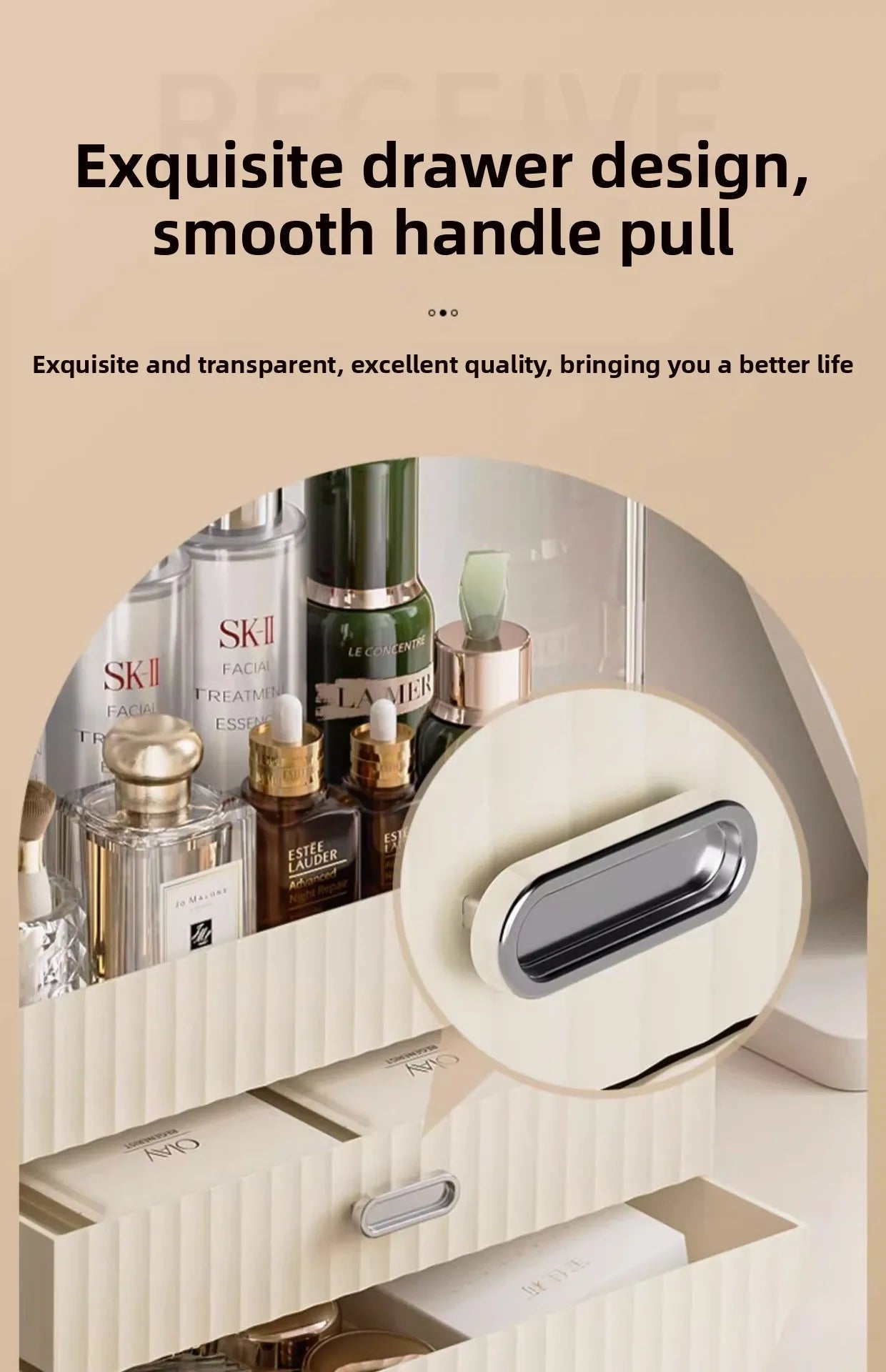 Internet celebrity cosmetics storage box, household box, desktop transparent dustproof cabinet, dressing table, skincare shelf