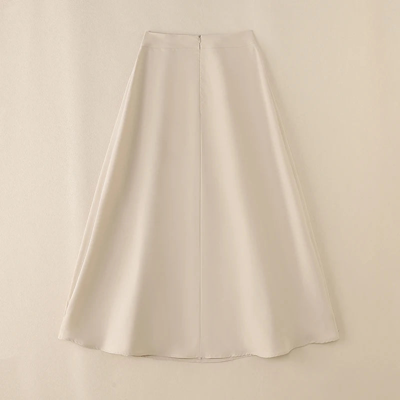 ZANZEA-Jupe mi-longue évangélique élégante taille haute pour femmes, jupes trapèze pour femmes, bureau, dame, document solide, fête, mode, 2025