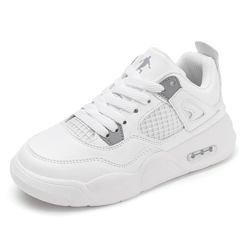 Baskets de basket-ball en cuir à lacets pour enfants, chaussures de skate plates décontractées, tennis pour enfants, qualité, mode, filles, garçons
