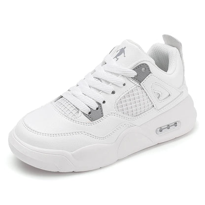 Baskets de basket-ball en cuir à lacets pour enfants, chaussures de skate plates décontractées, tennis pour enfants, qualité, mode, filles, garçons